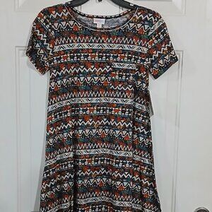 LuLaRoe XXS Carly AZTEC Multi Color Pocket Tunic Dress